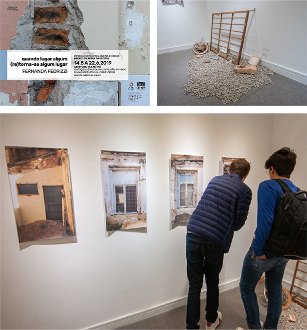 Detalhes da exposição "quando lugar algum (re)torna-se algum lugar", de Fernanda Fedrizzi, que ocorreu entre 14/05 e 22/06/2019.